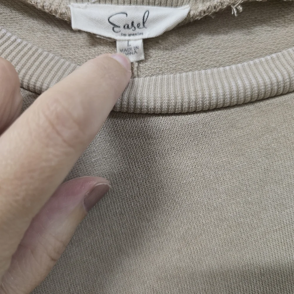 Easel Taupe Peace Sign Sweatshirt - Picture 2 of 3